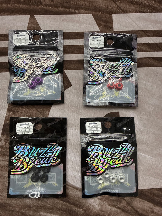 LOW HEIGHT PROFILE BUZZBREAK BB LOCK NUT NYLOCK SERRATED (4PCS) WHEEL NUTS - BLACK RED PURPLE PINK SILVER [OVERDOSE]