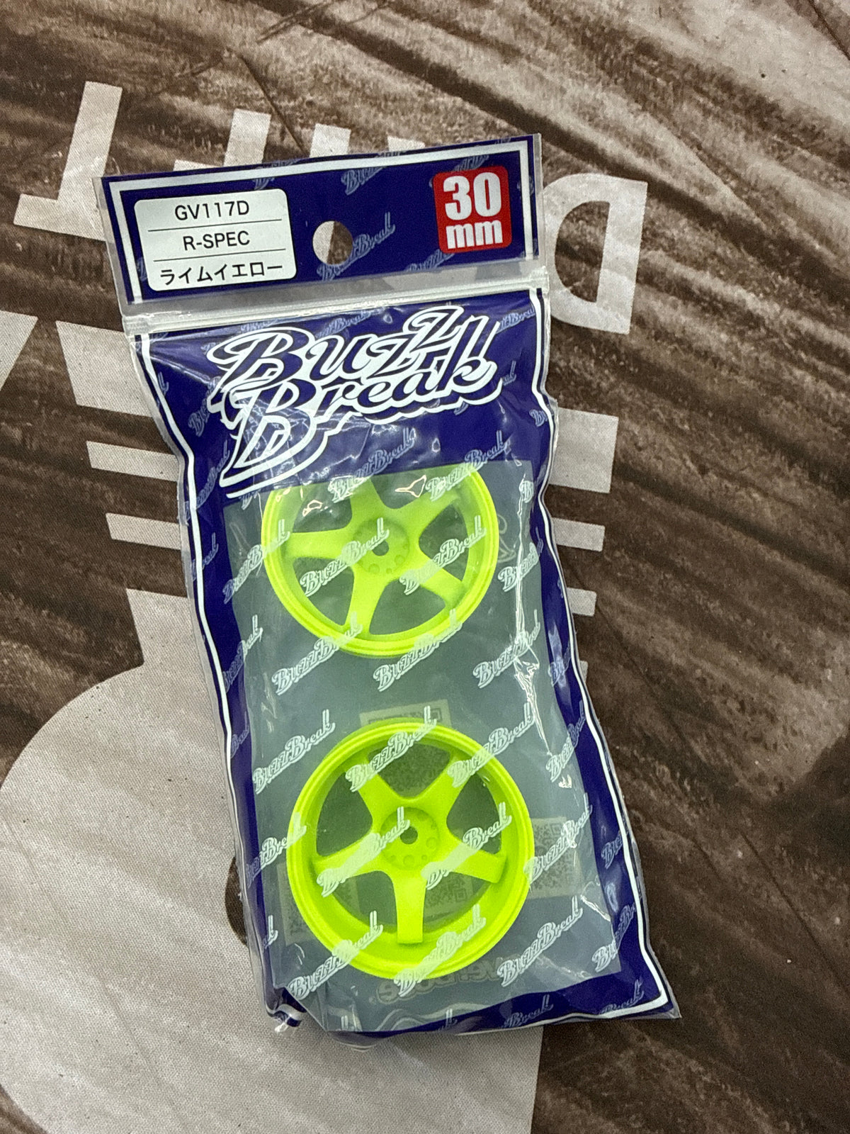 R-SPEC GOKUTAN VALINO GV117D 30MM (9 OFFSET - LIME YELLOW) (2 PACK) 1/10 RIMS WHEEL [BUZZ BREAK X OVERDOSE] BB-RW-028