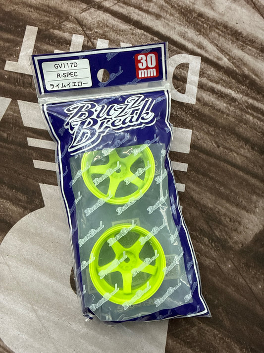 R-SPEC GOKUTAN VALINO GV117D 30MM (9 OFFSET - LIME YELLOW) (2 PACK) 1/10 RIMS WHEEL [BUZZ BREAK X OVERDOSE] BB-RW-028