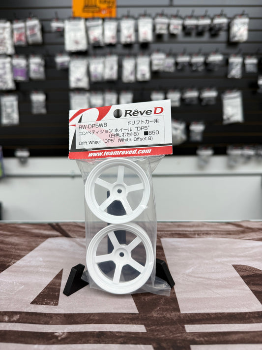 WHITE DP5 Drift Rims 8mm OFFSET (HIGH TRACTION) [Reve D] RW-DP5W8