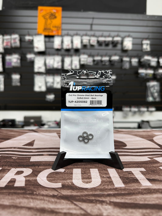 1UP Racing 5x8x2.5mm Cv2 Pro Ball Bearings Set (Chrome) (4)